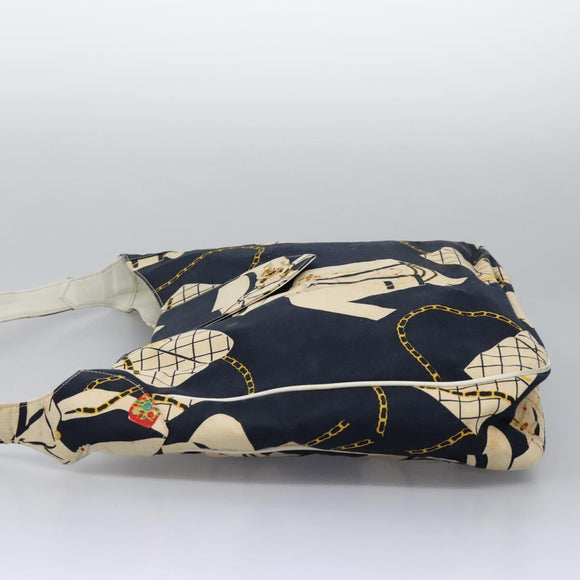 CHANEL Shoulder Bag Canvas Navy CC Auth 107861