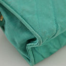 CHANEL V stitch Shoulder Bag Nylon Green Gold CC Auth 107879-16