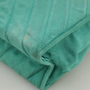 CHANEL V stitch Shoulder Bag Nylon Green Gold CC Auth 107879-9