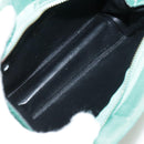 CHANEL V stitch Shoulder Bag Nylon Green Gold CC Auth 107879-11