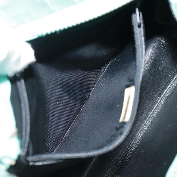 CHANEL V stitch Shoulder Bag Nylon Green Gold CC Auth 107879