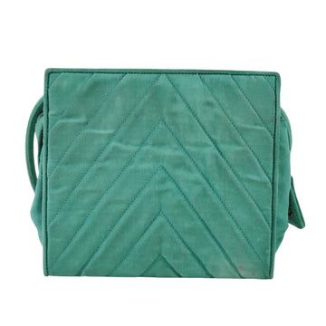 CHANEL V stitch Shoulder Bag Nylon Green Gold CC Auth 107879 - 0