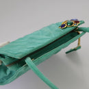 CHANEL V stitch Shoulder Bag Nylon Green Gold CC Auth 107879-6