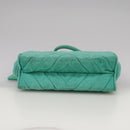 CHANEL V stitch Shoulder Bag Nylon Green Gold CC Auth 107879-5