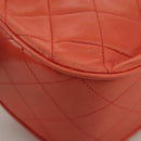 CHANEL Matelasse Chain Shoulder Bag Lamb Skin Orange Gold CC Auth 107881SAV-17