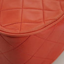 CHANEL Matelasse Chain Shoulder Bag Lamb Skin Orange Gold CC Auth 107881AV-18