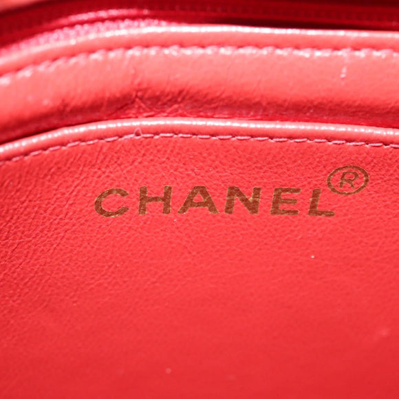 CHANEL Matelasse Chain Shoulder Bag Lamb Skin Orange Gold CC Auth 107881SAV