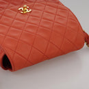 CHANEL Matelasse Chain Shoulder Bag Lamb Skin Orange Gold CC Auth 107881AV-6