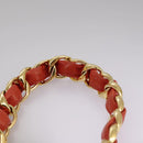 CHANEL Matelasse Chain Shoulder Bag Lamb Skin Orange Gold CC Auth 107881AV-14