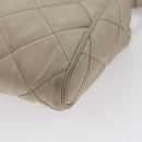PRADA Quilted Chain Shoulder Bag Nylon Beige Silver Auth 107929-17