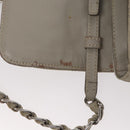 PRADA Quilted Chain Shoulder Bag Nylon Beige Silver Auth 107929-10