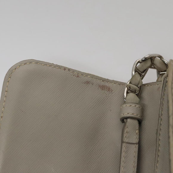PRADA Quilted Chain Shoulder Bag Nylon Beige Silver Auth 107929