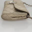 PRADA Quilted Chain Shoulder Bag Nylon Beige Silver Auth 107929-3