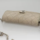 PRADA Quilted Chain Shoulder Bag Nylon Beige Silver Auth 107929-6