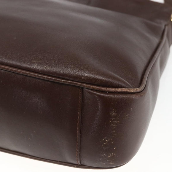 GUCCI Bamboo Hand Bag Leather 2way Brown Gold Auth 107937