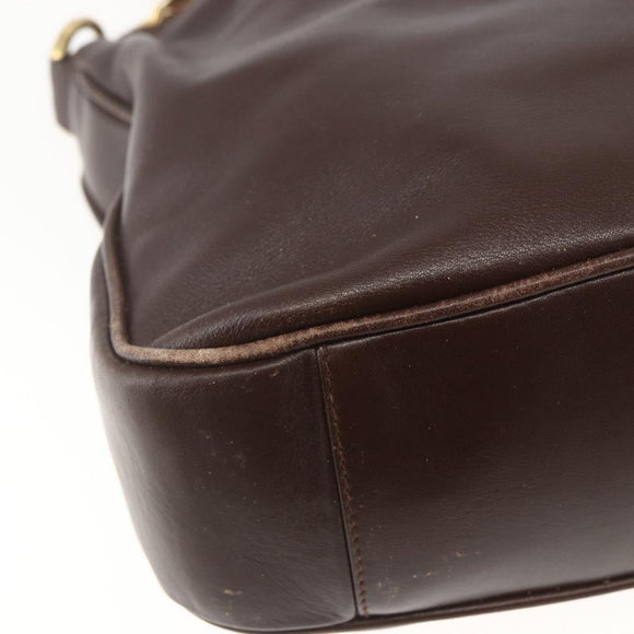 GUCCI Bamboo Hand Bag Leather 2way Brown Gold Auth 107937