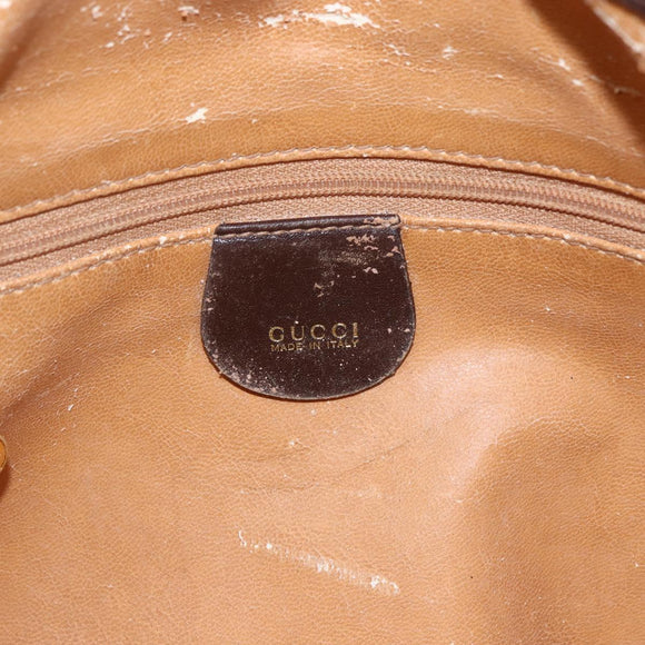 GUCCI Bamboo Hand Bag Leather 2way Brown Gold Auth 107937