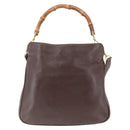 GUCCI Bamboo Hand Bag Leather 2way Brown Gold Auth 107937-2