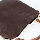 GUCCI Bamboo Hand Bag Leather 2way Brown Gold Auth 107937-6