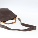 GUCCI Bamboo Hand Bag Leather 2way Brown Gold Auth 107937-9