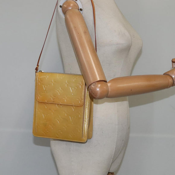 LOUIS VUITTON Monogram Vernis Motto Accessory Pouch Beige M91136 LV Auth 107950