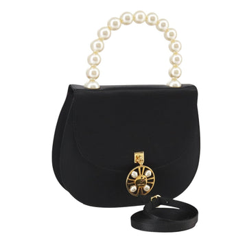 CELINE Hand Bag Satin 2way Black Auth 107980SM