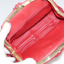 CHANEL Chain Flower Shoulder Bag Leather Red Gold CC Auth 107981-16