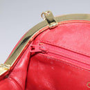 CHANEL Chain Flower Shoulder Bag Leather Red Gold CC Auth 107981-19