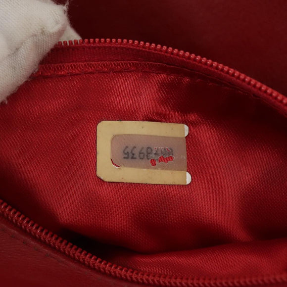 CHANEL Chain Flower Shoulder Bag Leather Red Gold CC Auth 107981