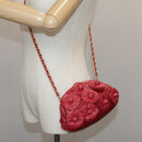 CHANEL Chain Flower Shoulder Bag Leather Red Gold CC Auth 107981-22