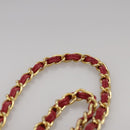 CHANEL Chain Flower Shoulder Bag Leather Red Gold CC Auth 107981-8