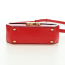 CELINE Hand Bag Leather 2way Red Gold Auth 107984-11