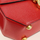 CELINE Hand Bag Leather 2way Red Gold Auth 107984-12
