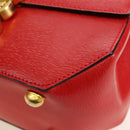CELINE Hand Bag Leather 2way Red Gold Auth 107984-13