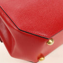 CELINE Hand Bag Leather 2way Red Gold Auth 107984-14