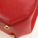 CELINE Hand Bag Leather 2way Red Gold Auth 107984-15