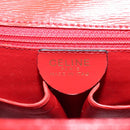 CELINE Hand Bag Leather 2way Red Gold Auth 107984-18