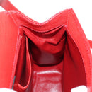 CELINE Hand Bag Leather 2way Red Gold Auth 107984-21