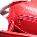CELINE Hand Bag Leather 2way Red Gold Auth 107984-22