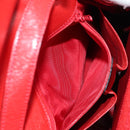 CELINE Hand Bag Leather 2way Red Gold Auth 107984-23