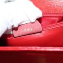 CELINE Hand Bag Leather 2way Red Gold Auth 107984-24