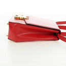 CELINE Hand Bag Leather 2way Red Gold Auth 107984-5