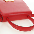 CELINE Hand Bag Leather 2way Red Gold Auth 107984-6