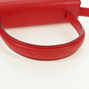 CELINE Hand Bag Leather 2way Red Gold Auth 107984-7
