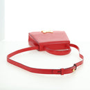 CELINE Hand Bag Leather 2way Red Gold Auth 107984-9