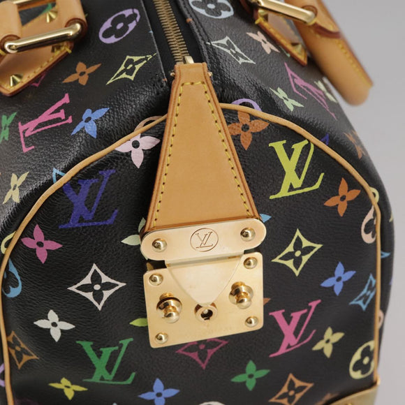LOUIS VUITTON Monogram Multicolor Speedy 30 Hand Bag Black M92642 Auth 107987SAM