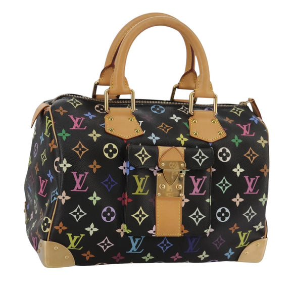 LOUIS VUITTON Monogram Multicolor Speedy 30 Hand Bag Black M92642 Auth 107987SAM