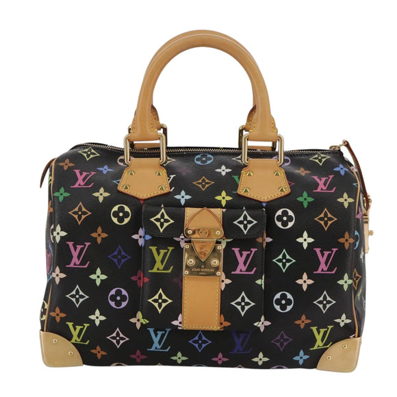 LOUIS VUITTON Monogram Multicolor Speedy 30 Hand Bag Black M92642 Auth 107987SAM