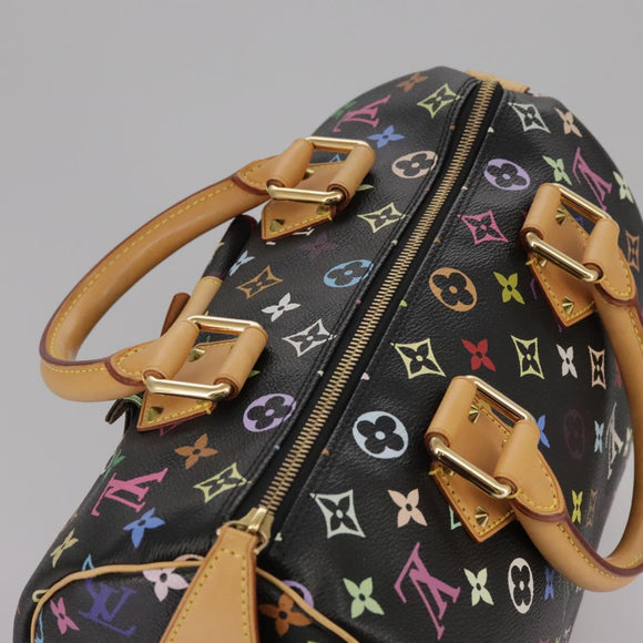 LOUIS VUITTON Monogram Multicolor Speedy 30 Hand Bag Black M92642 Auth 107987SAM