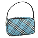 BURBERRY Nova Check Blue Label Accessory Pouch Nylon Blue Silver Auth 108007-1